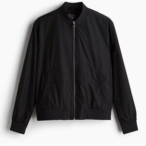 H&M Men's Regular Fit Bomber Jacket Black Size Large